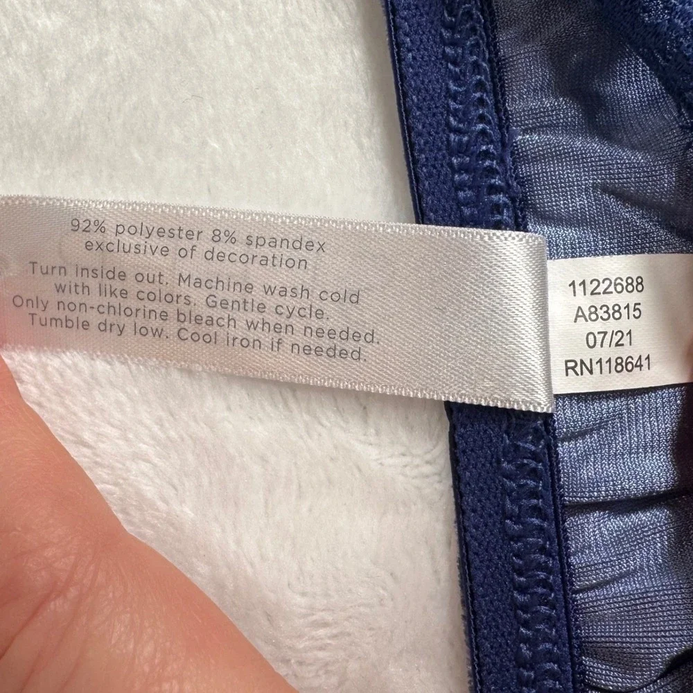 Cacique Sleep‎ Blue Velvet Lace Trim Cami Pajama Tank Top Plus Size 26 28 - Picture 5 of 8